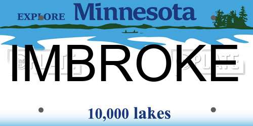 IMBROKE Minnesota License Plate