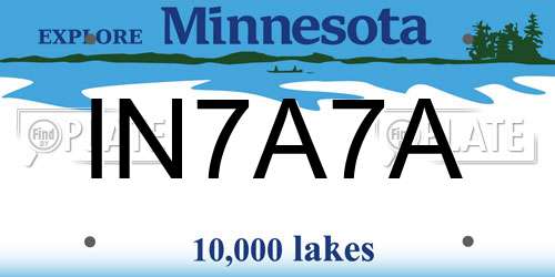IN7A7A Minnesota License Plate
