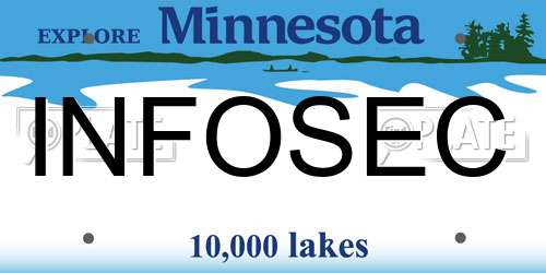 INFOSEC Minnesota License Plate
