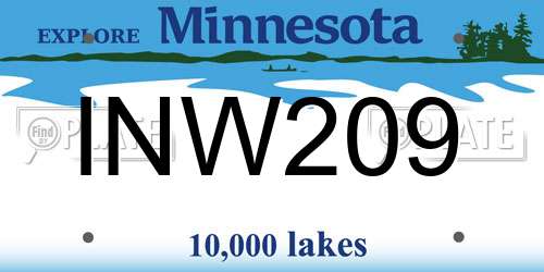 INW209 Minnesota License Plate