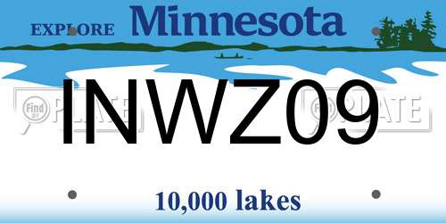 INWZ09 Minnesota License Plate