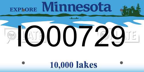 IO00729 Minnesota License Plate