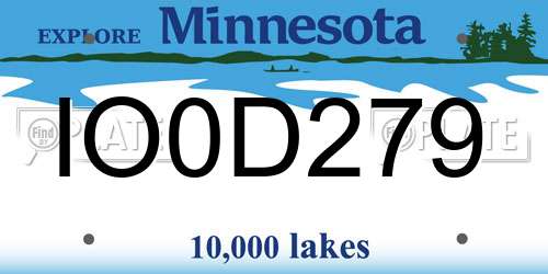 IO0D279 Minnesota License Plate