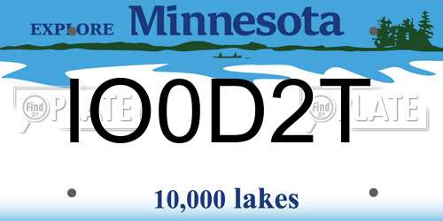 IO0D2T Minnesota License Plate