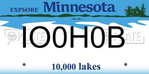 IO0H0B Minnesota License Plate