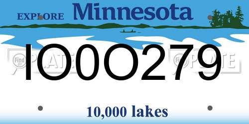 IO0O279 Minnesota License Plate