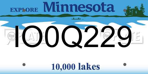 IO0Q229 Minnesota License Plate