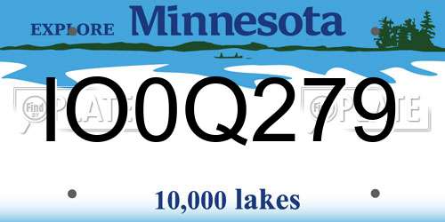 IO0Q279 Minnesota License Plate