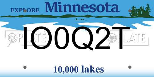 IO0Q2T Minnesota License Plate