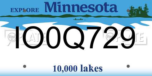 IO0Q729 Minnesota License Plate