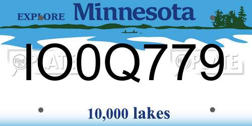 IO0Q779 Minnesota License Plate