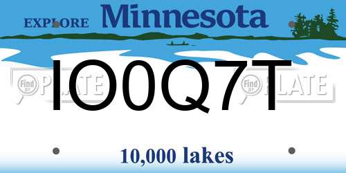 IO0Q7T Minnesota License Plate