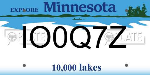 IO0Q7Z Minnesota License Plate
