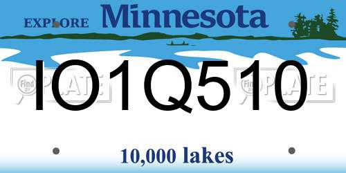IO1Q510 Minnesota License Plate