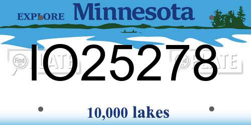 IO25278 Minnesota License Plate