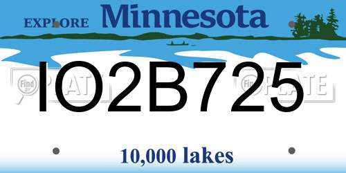 IO2B725 Minnesota License Plate