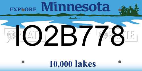 IO2B778 Minnesota License Plate