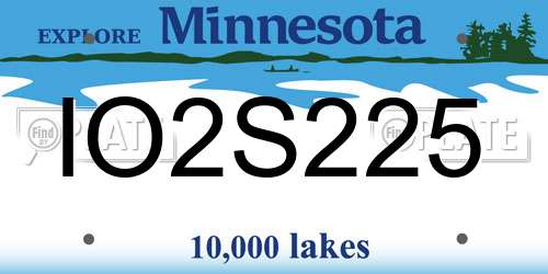 IO2S225 Minnesota License Plate