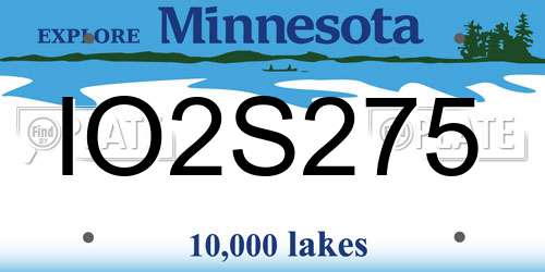 IO2S275 Minnesota License Plate