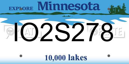 IO2S278 Minnesota License Plate