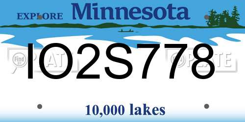 IO2S778 Minnesota License Plate