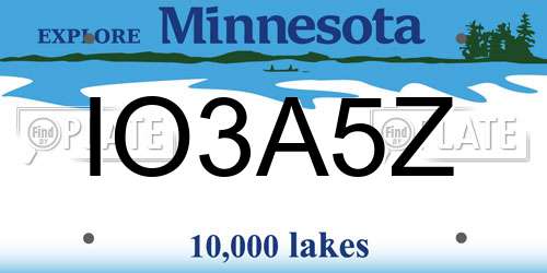 IO3A5Z Minnesota License Plate