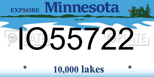 IO55722 Minnesota License Plate