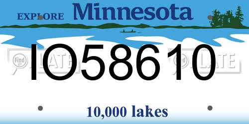 IO58610 Minnesota License Plate