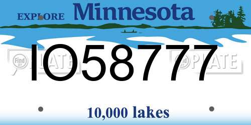 IO58777 Minnesota License Plate