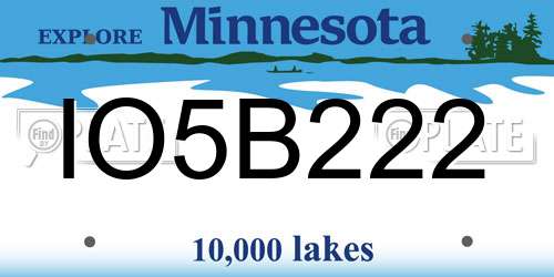 IO5B222 Minnesota License Plate