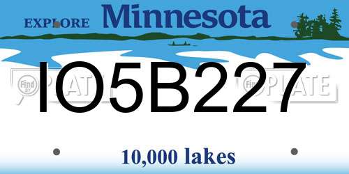 IO5B227 Minnesota License Plate