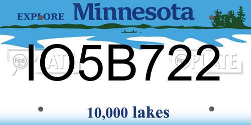 IO5B722 Minnesota License Plate