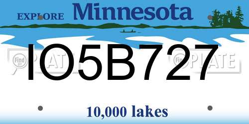 IO5B727 Minnesota License Plate