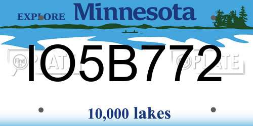 IO5B772 Minnesota License Plate