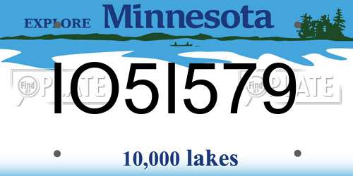 IO5I579 Minnesota License Plate