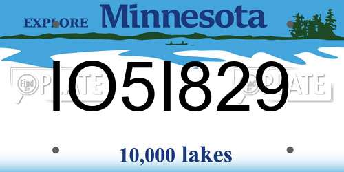 IO5I829 Minnesota License Plate