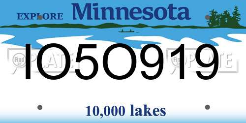 IO5O919 Minnesota License Plate