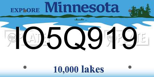 IO5Q919 Minnesota License Plate