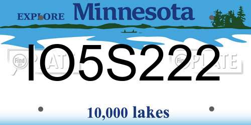 IO5S222 Minnesota License Plate