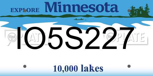 IO5S227 Minnesota License Plate