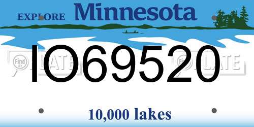 IO69520 Minnesota License Plate