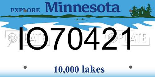 IO70421 Minnesota License Plate