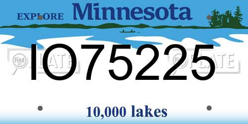 IO75225 Minnesota License Plate