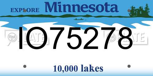 IO75278 Minnesota License Plate