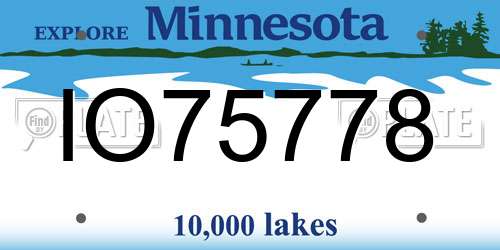 IO75778 Minnesota License Plate