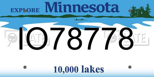 IO78778 Minnesota License Plate