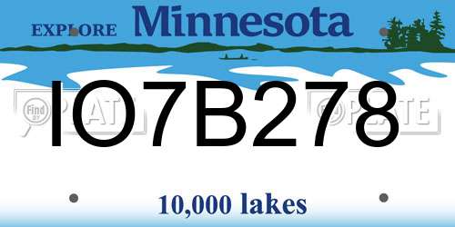 IO7B278 Minnesota License Plate