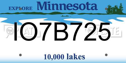 IO7B725 Minnesota License Plate
