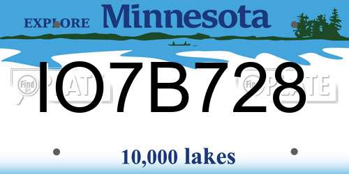 IO7B728 Minnesota License Plate