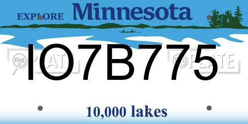 IO7B775 Minnesota License Plate